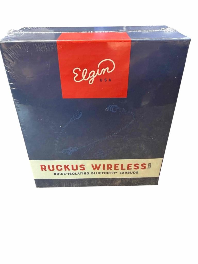 NEW Elgin USA Ruckus Wireless Noise Isolating Bluetooth Earbuds Black 25db Noise