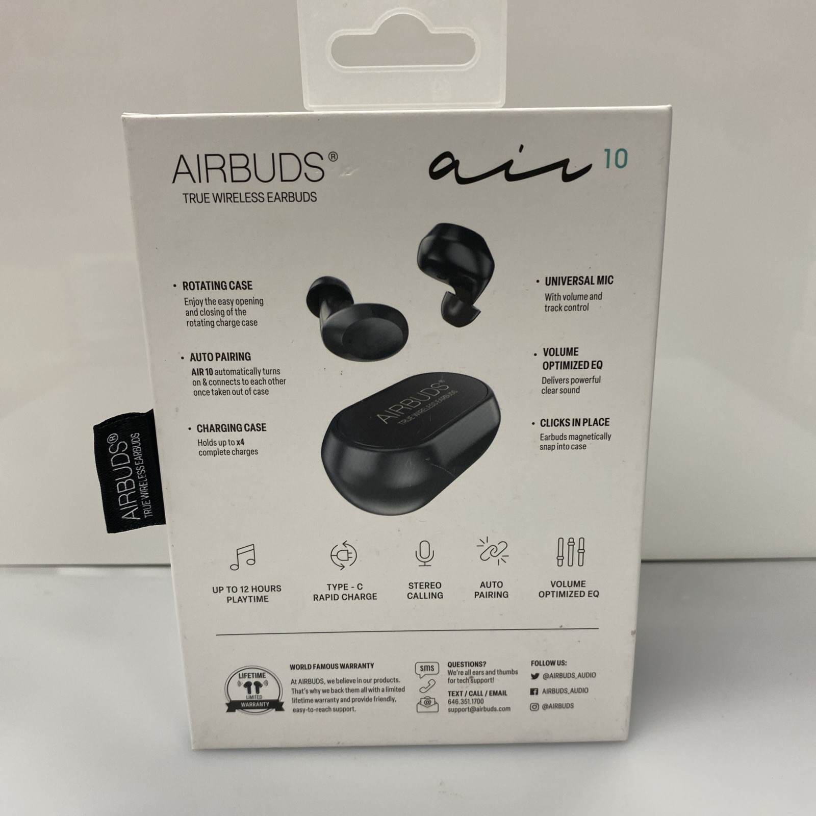 AIRBUDS Air 10 True Wireless Earbuds Black – Playtime Bluetooth