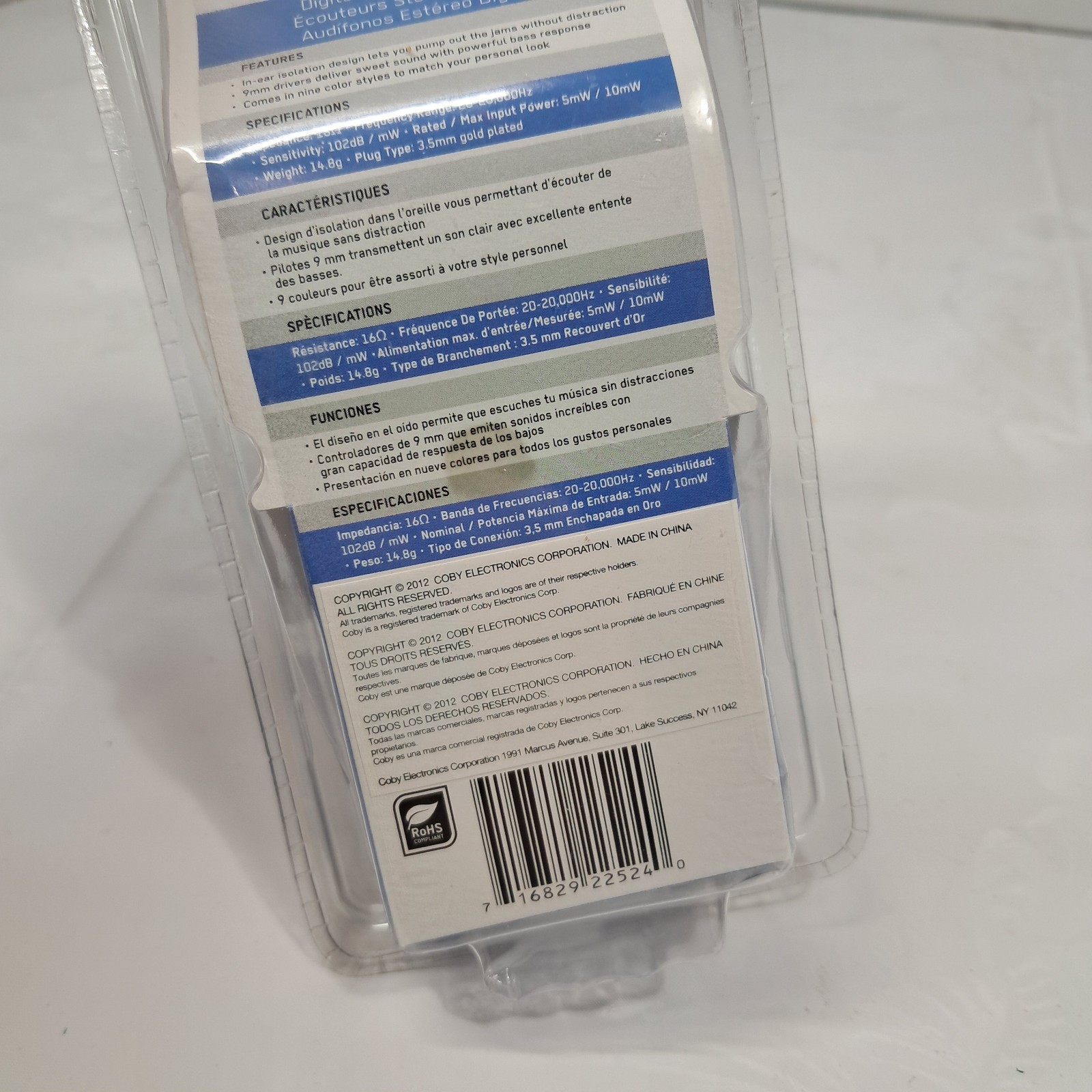 NEW Coby Jammerz blue digital stereo earphones ear buds earbuds CVE52 jammers