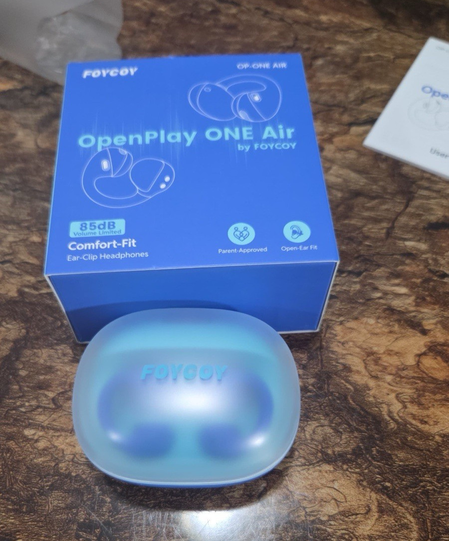 FOYCOY OpenPlay ONE Air Bluetooth Ear-Hook Headphones Blue w/ Charging Case