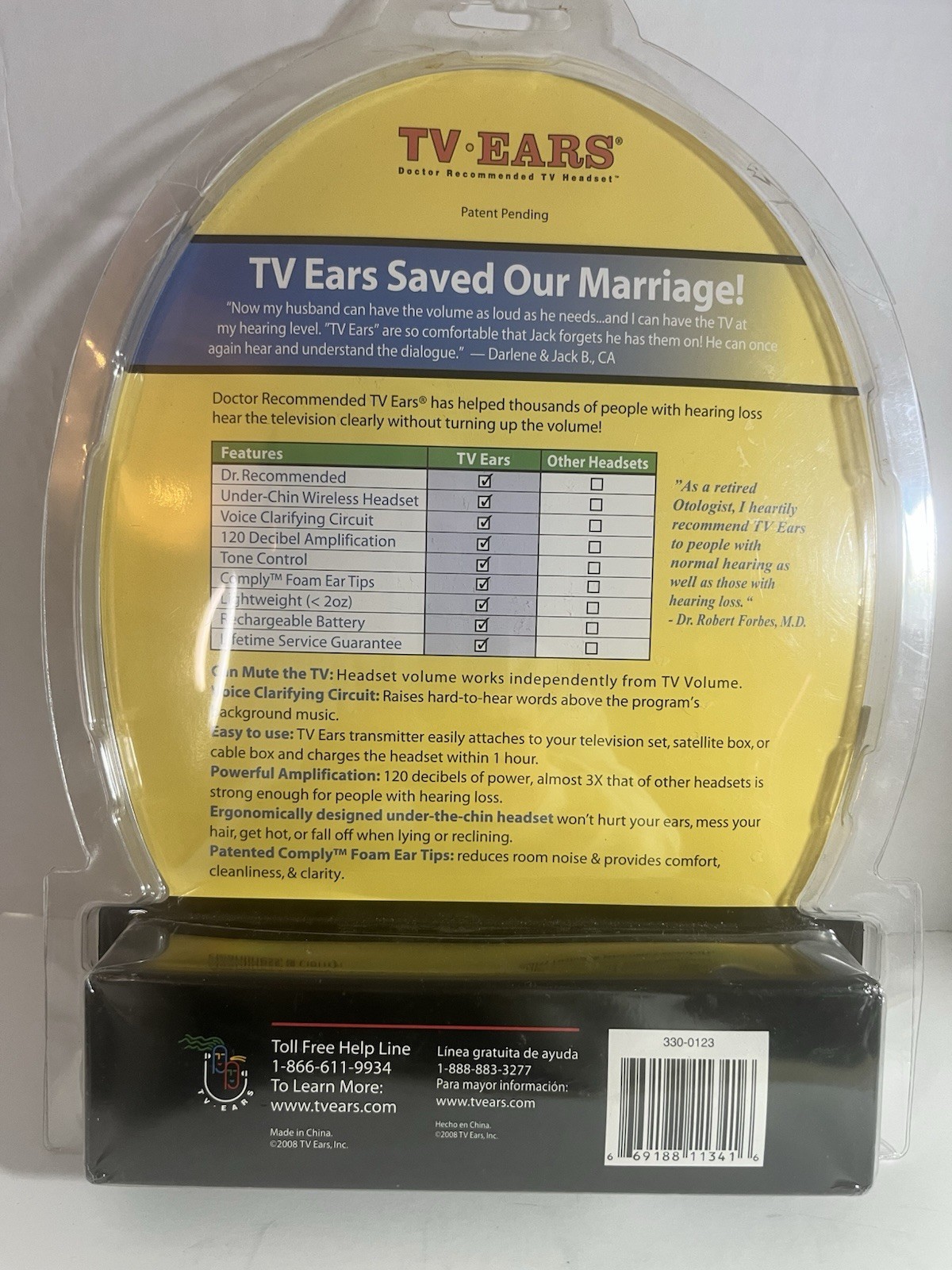 TV Ears 2.3 MHZ Wireless Headset Headphones TV Hearing Aid System NEW