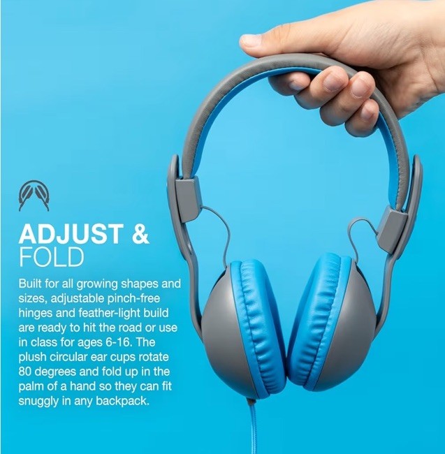JBuddies Studio 2 Wired Kids Headphones – Gray/Blue – New