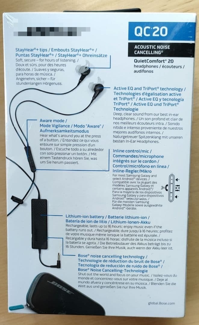 Bose QuietComfort 20 QC20 Noise Cancelling Earphones Android Black New Boxed