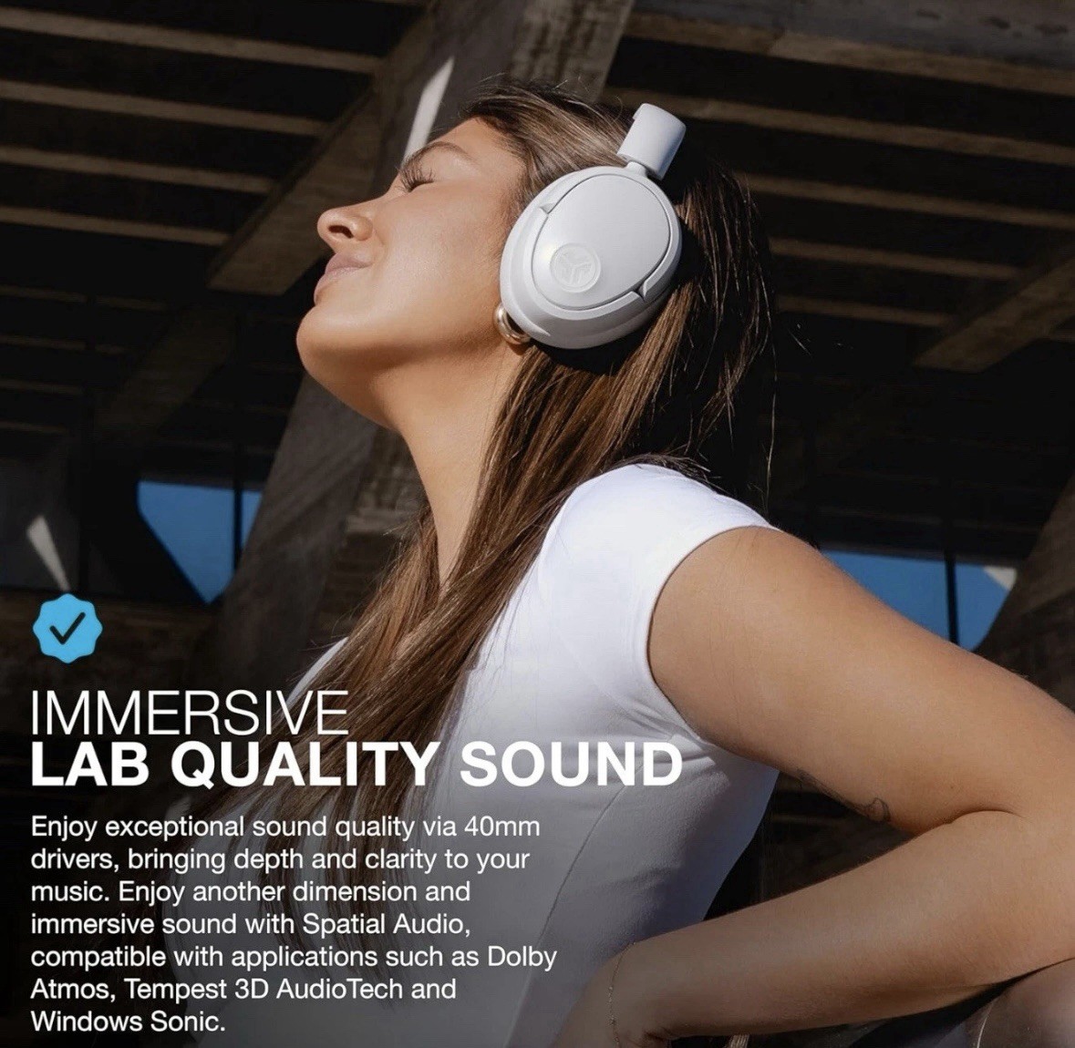 JLab JBuds Lux Active Noise Cancelling Bluetooth Headphones Cloud White