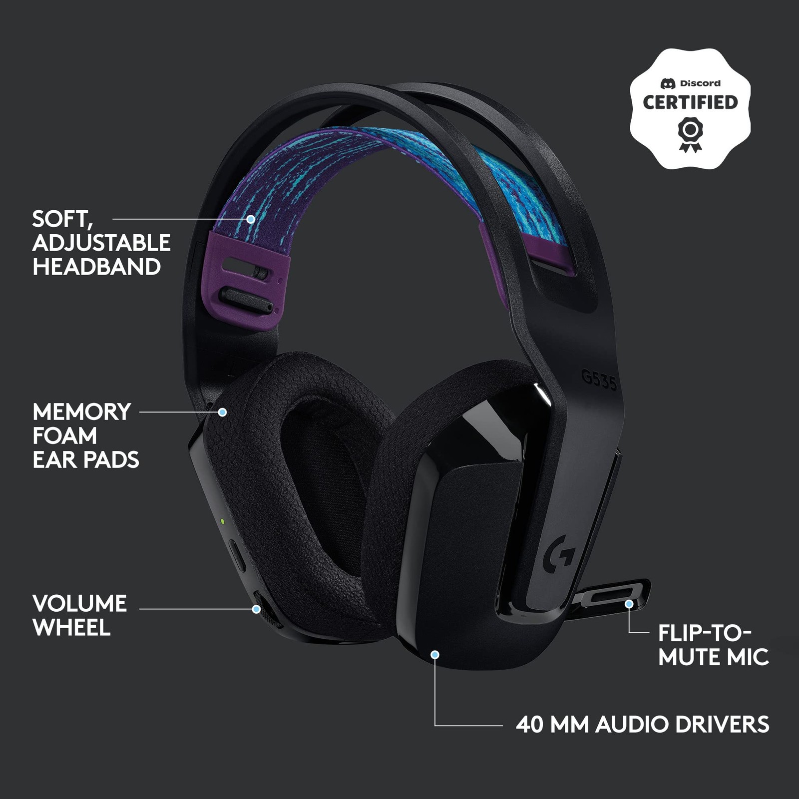 Logitech – G535 LIGHTSPEED Wireless Gaming Headset for PC, PS5, PS4 – Black