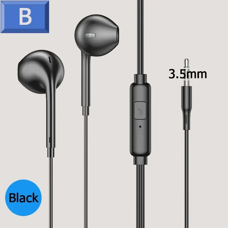 3.5mm Wired Earphones In Ear Headphones Mic Stereo Earbuds for Phones MP3