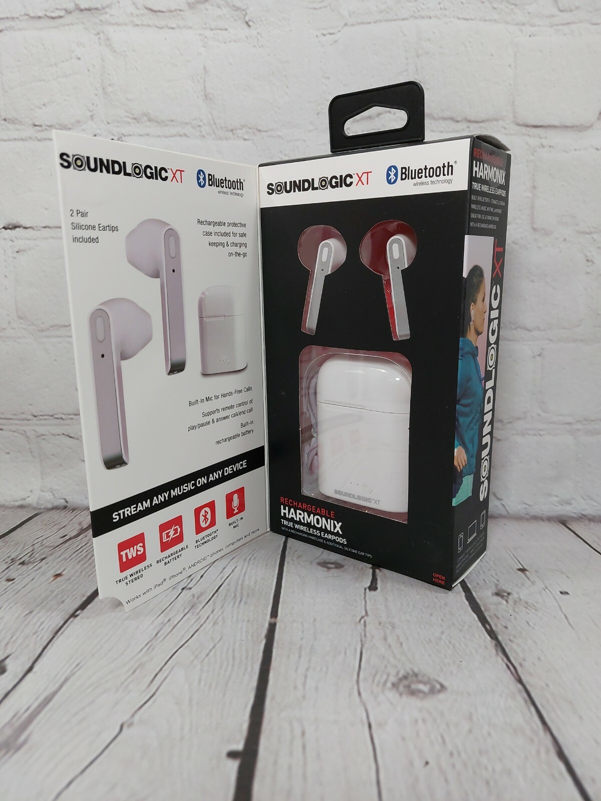 SoundLogic XT Rechargeable Pods Harmonix Bluetooth Wireless EarBuds White