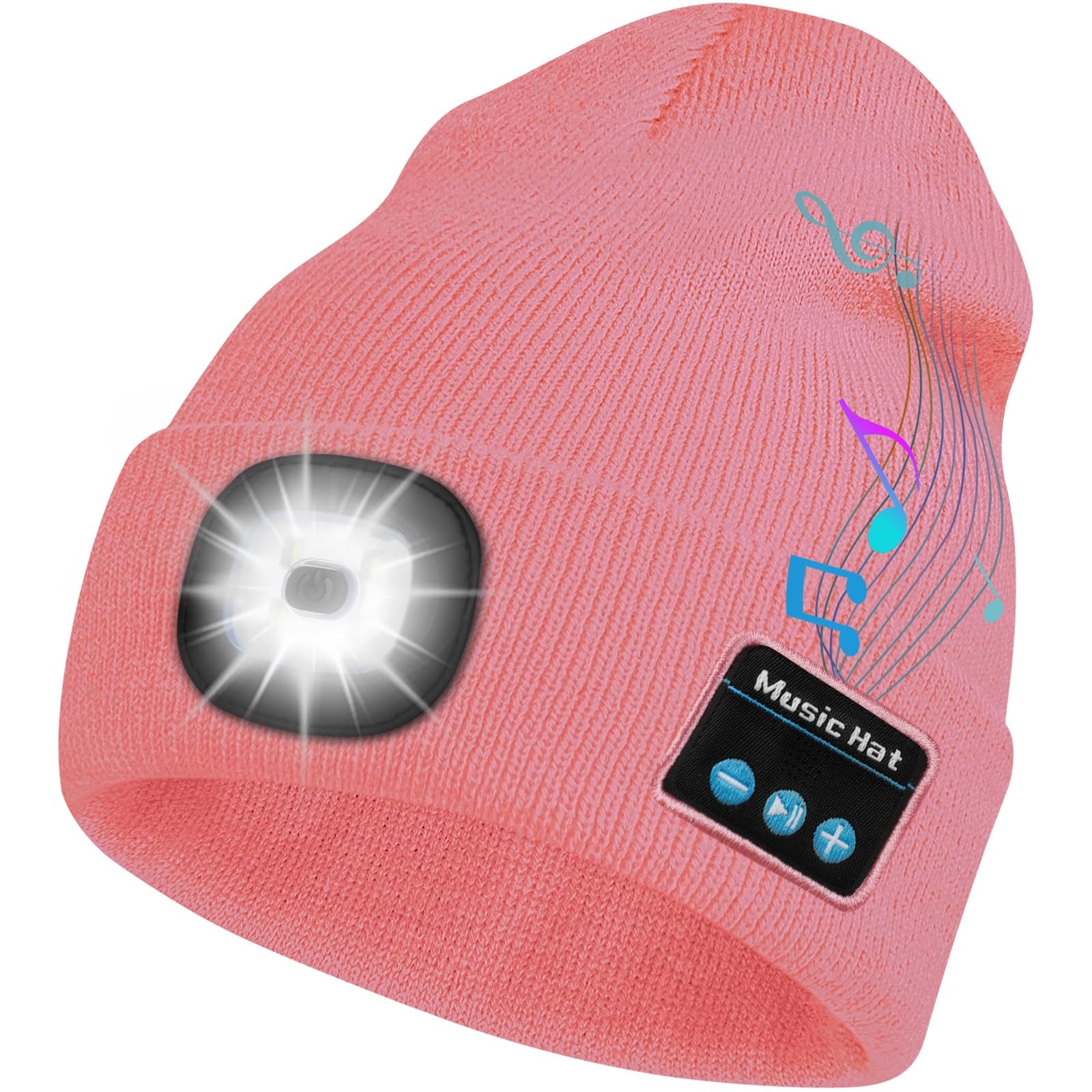 Bluetooth Beanie Hat Light Headlamp Cap Headphones Speaker Mic Gifts Men