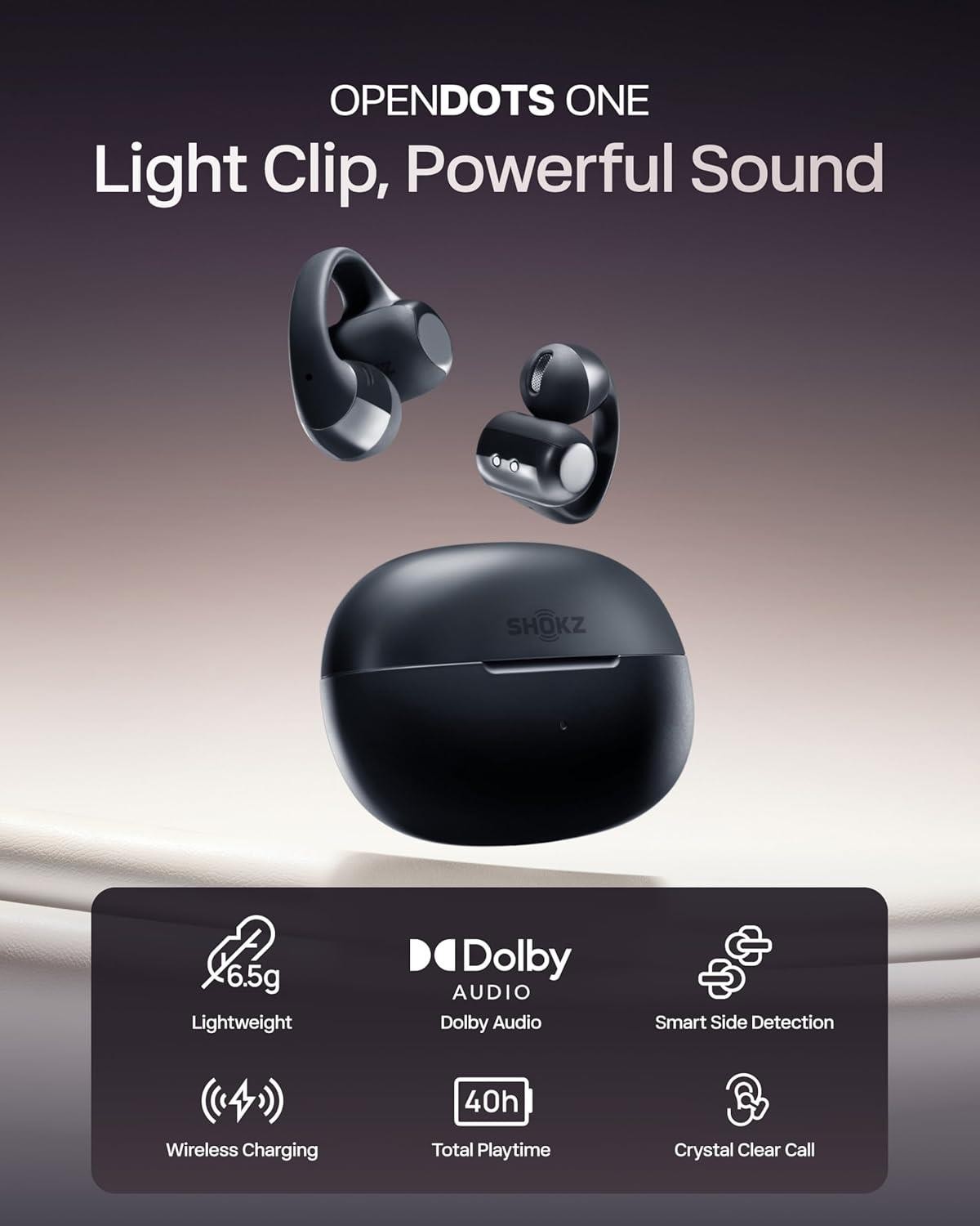 SHOKZ OpenDots ONE Open-Ear Earbuds | True Wireless Black Excellent Condition