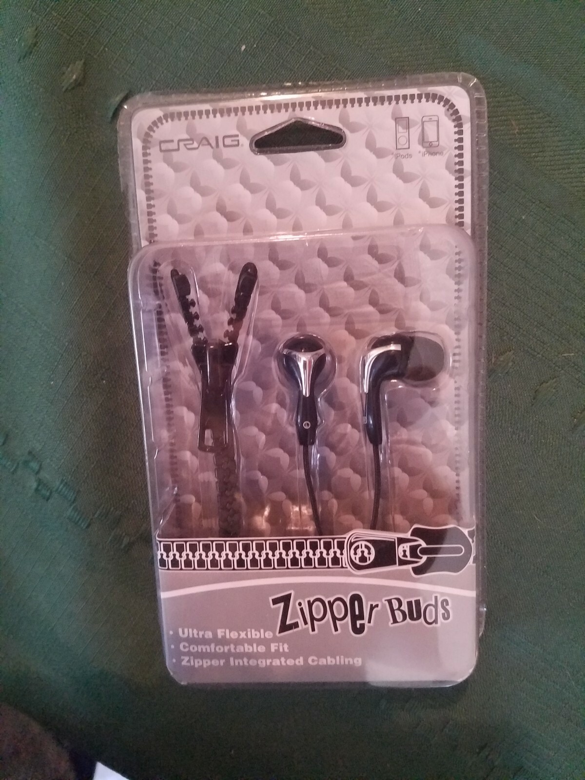 CRAIG Zipper Buds Model CHP4827 New in Package Silver & Black