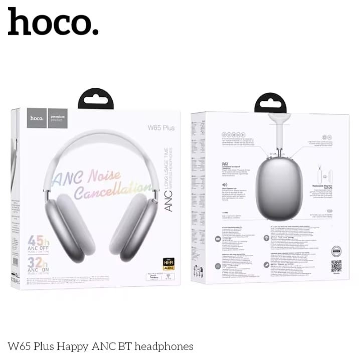 HOCO W65 Plus ANC Bluetooth Headphones HiFi Wireless Over Ear Sports Headset