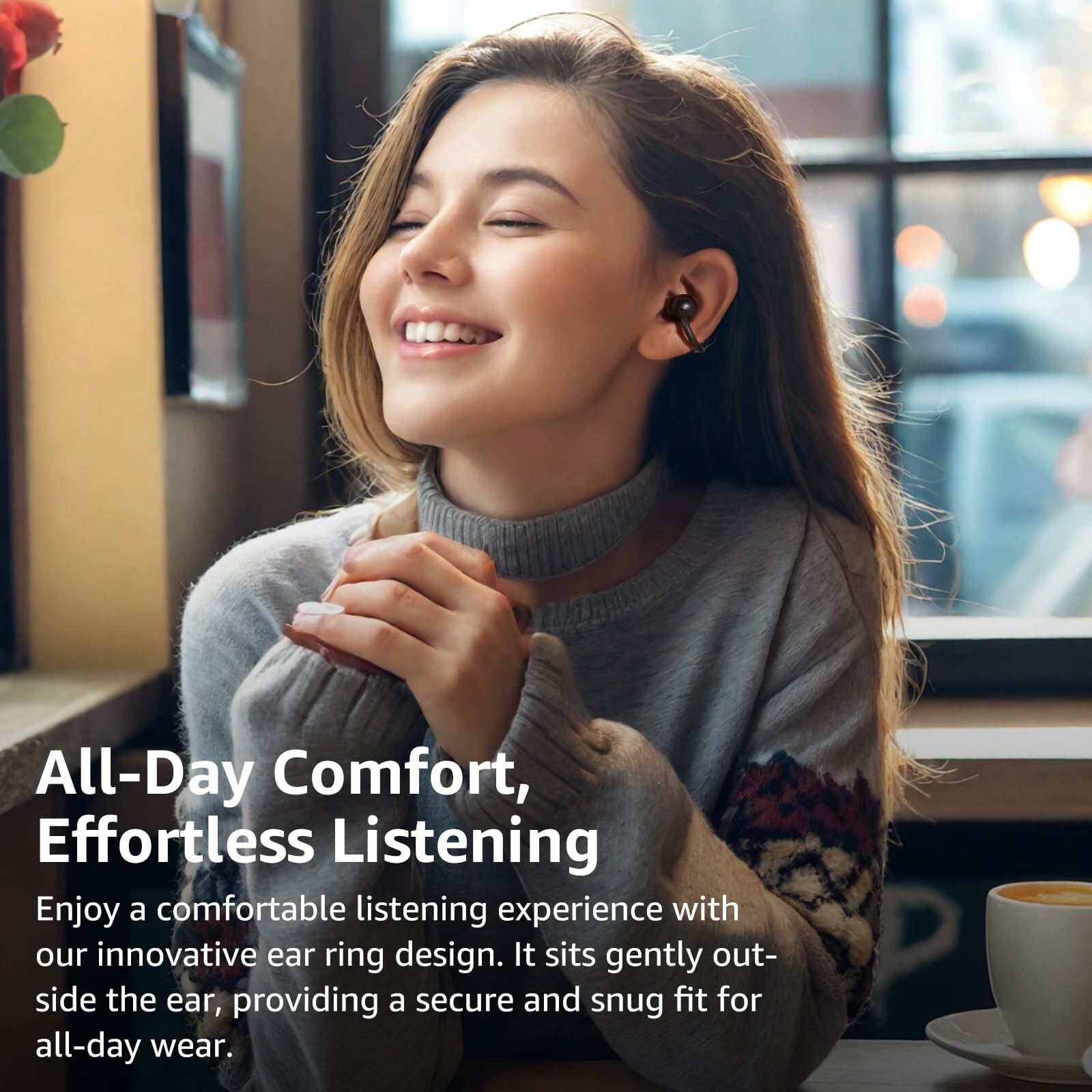 TOZO Open EarRing Bluetooth Headphones Open Ear Clip Wireless Earbuds