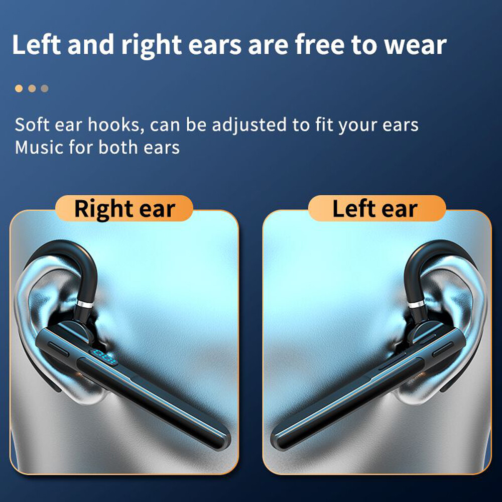 New Trucker Wireless Bluetooth Earpiece Headset Dual Mic Earbud Noise Cancelling