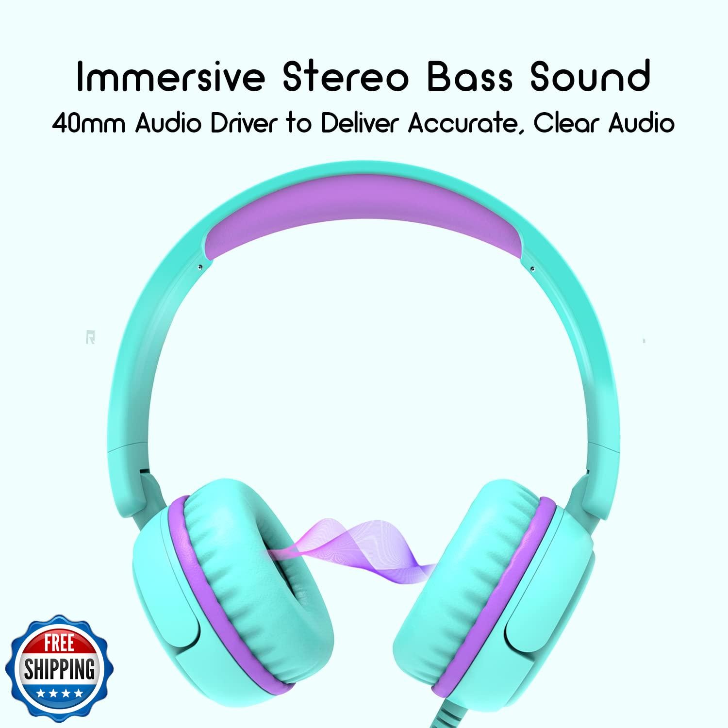 IMYB V1 Kids Headphones, Wired Stereo Foldable Tangle-Free 3.5mm Adjustable O