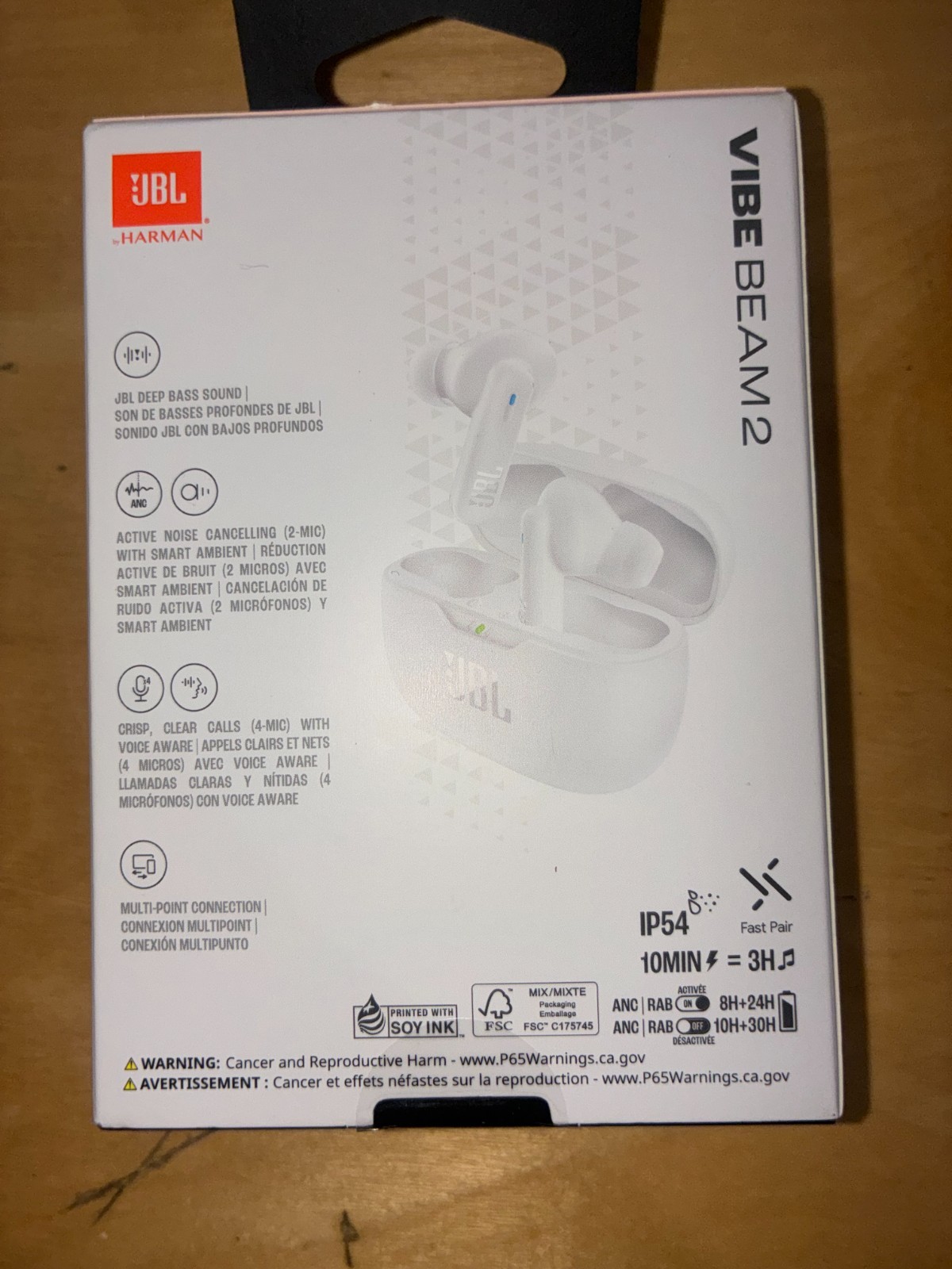 JBL Vibe Beam 2 Noise Cancelling Earbuds White