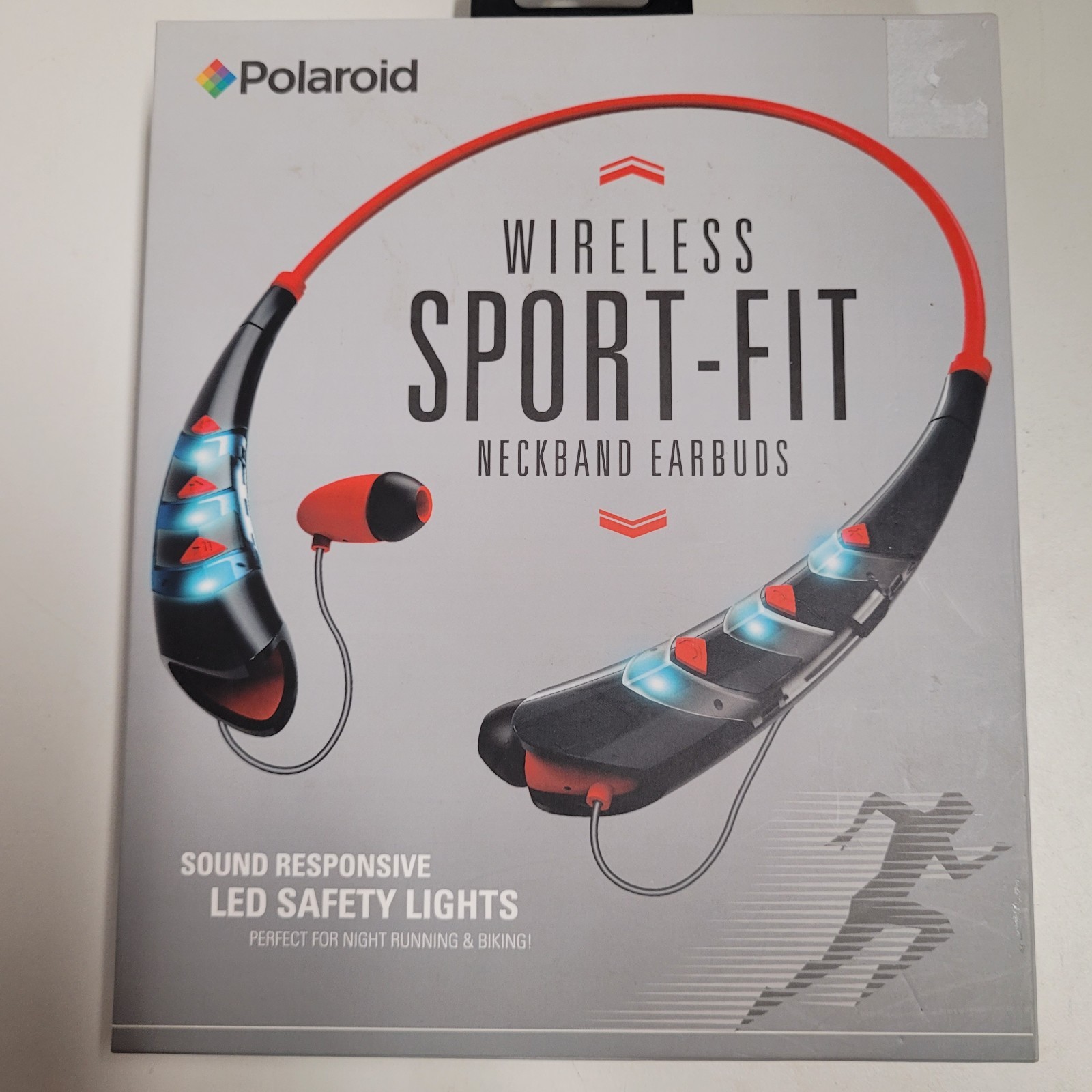 Polaroid Wireless Sport Headphones With Led Beat Lights Red Unopened