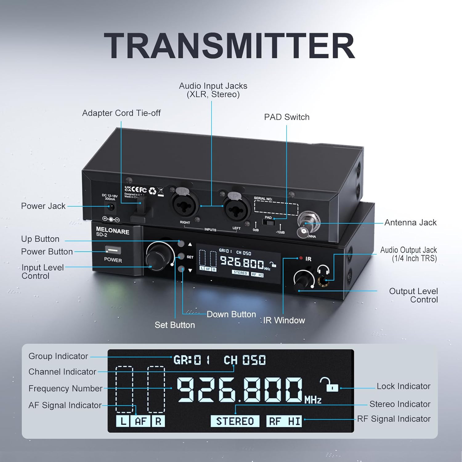 Wireless In-Ear Monitor System, Auto Scan IEM System Stereo W/Bodypack Receiver