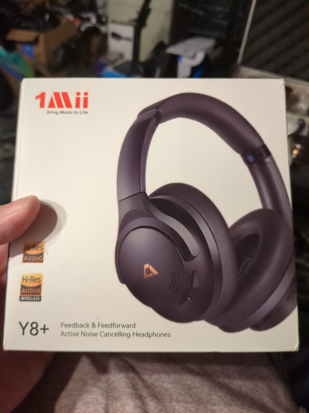 1Mii Y8+ Bluetooth 6.0 Wireless Headphones ANC LDAC Hi-Res Audio Open Box Black