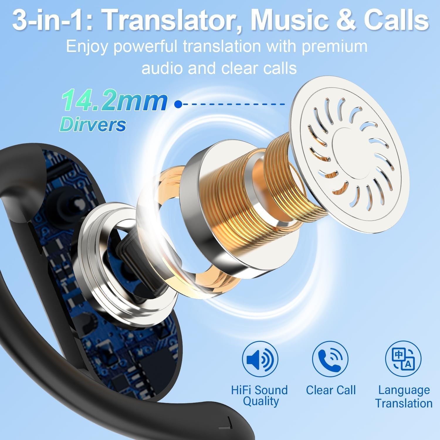 Real-Time Translation Earbuds with 164 Languages and Multi-Mode Functionality