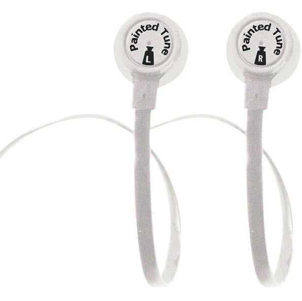 Painted Tunes Pure White Stereo Earbuds with Tangle Free Cord USA Seller