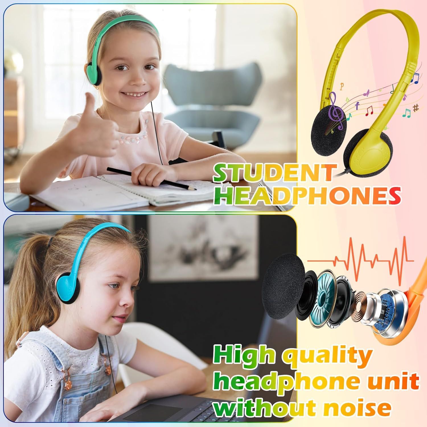 18 Pack Kids Headphones Bulk School Classroom Wired Students Teens Boy Girl Jack