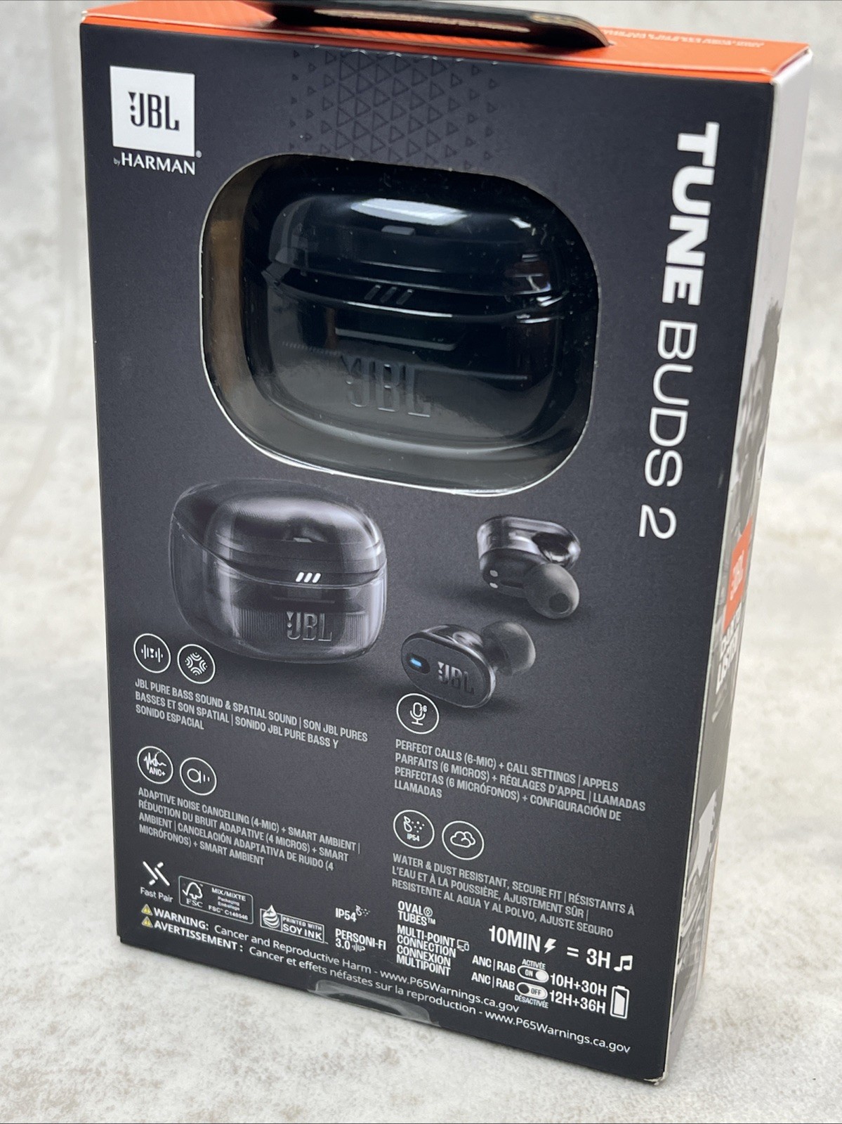 JBL Tune Buds 2 True Wireless Bluetooth Noise Cancelling Earbuds Ghost Black New