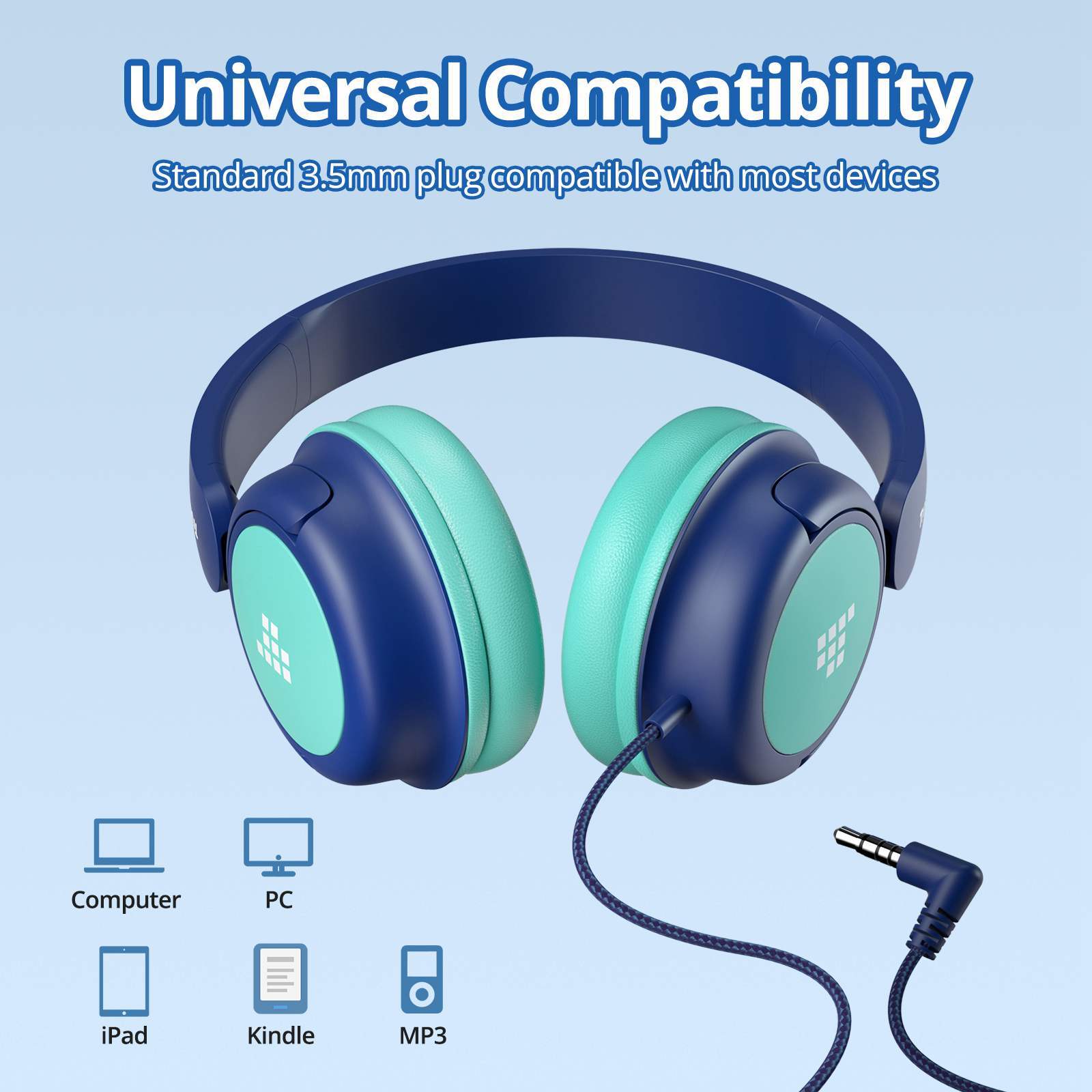 Tronsmart KH01C Headphones Kids,85dBA Volume,Foldable Headphones Christmas Gift
