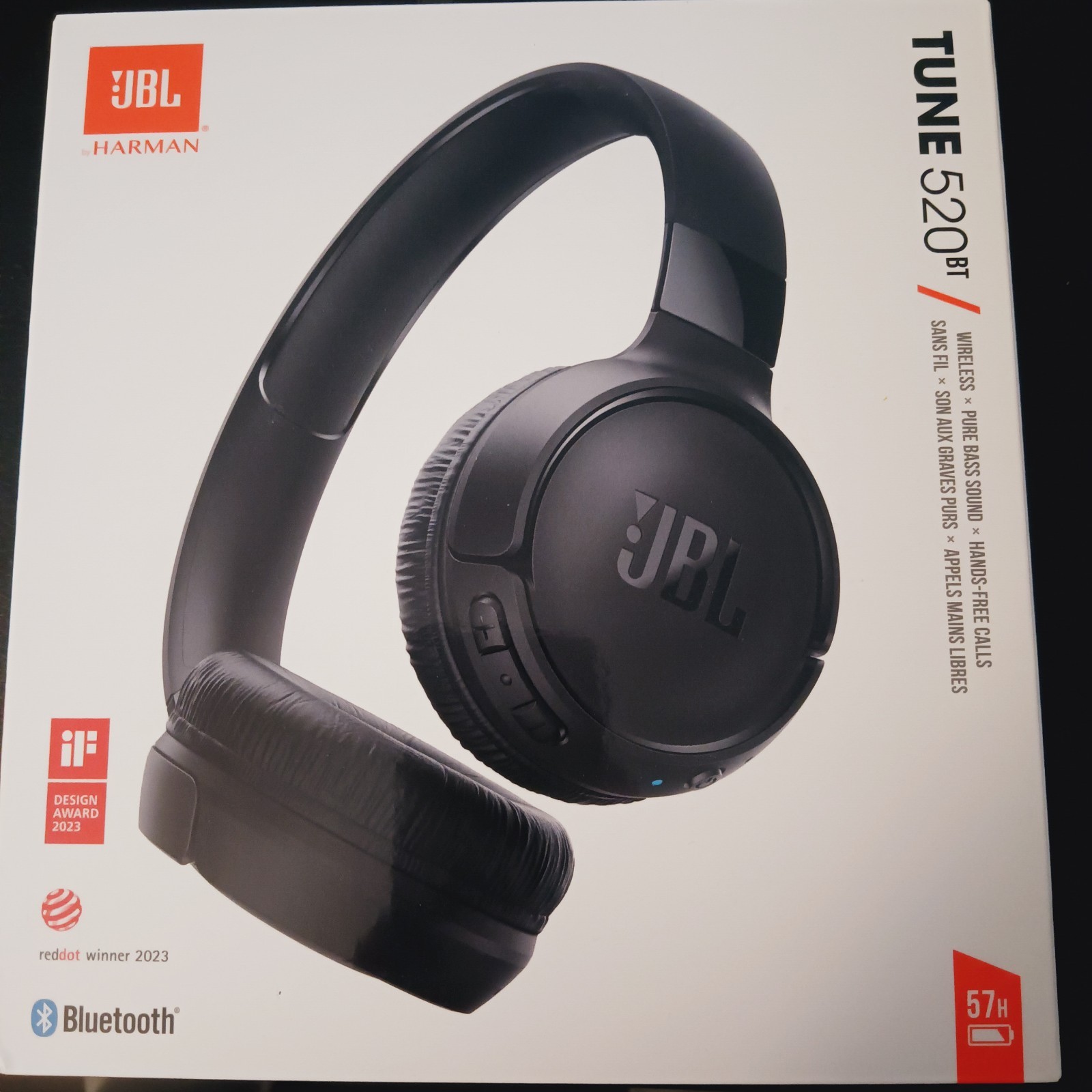 JBL Tune 520BT Wireless On-Ear Headphones — Black (Brand New, Sealed)