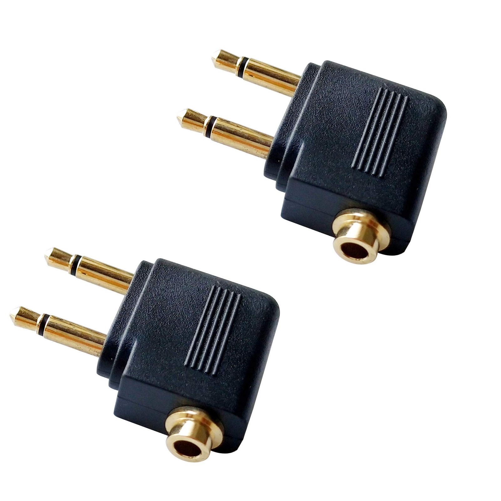 Posdou Dual 3.5mm Male to 3.5mm Female Airplane Headphone Adapter Gold Plated (2