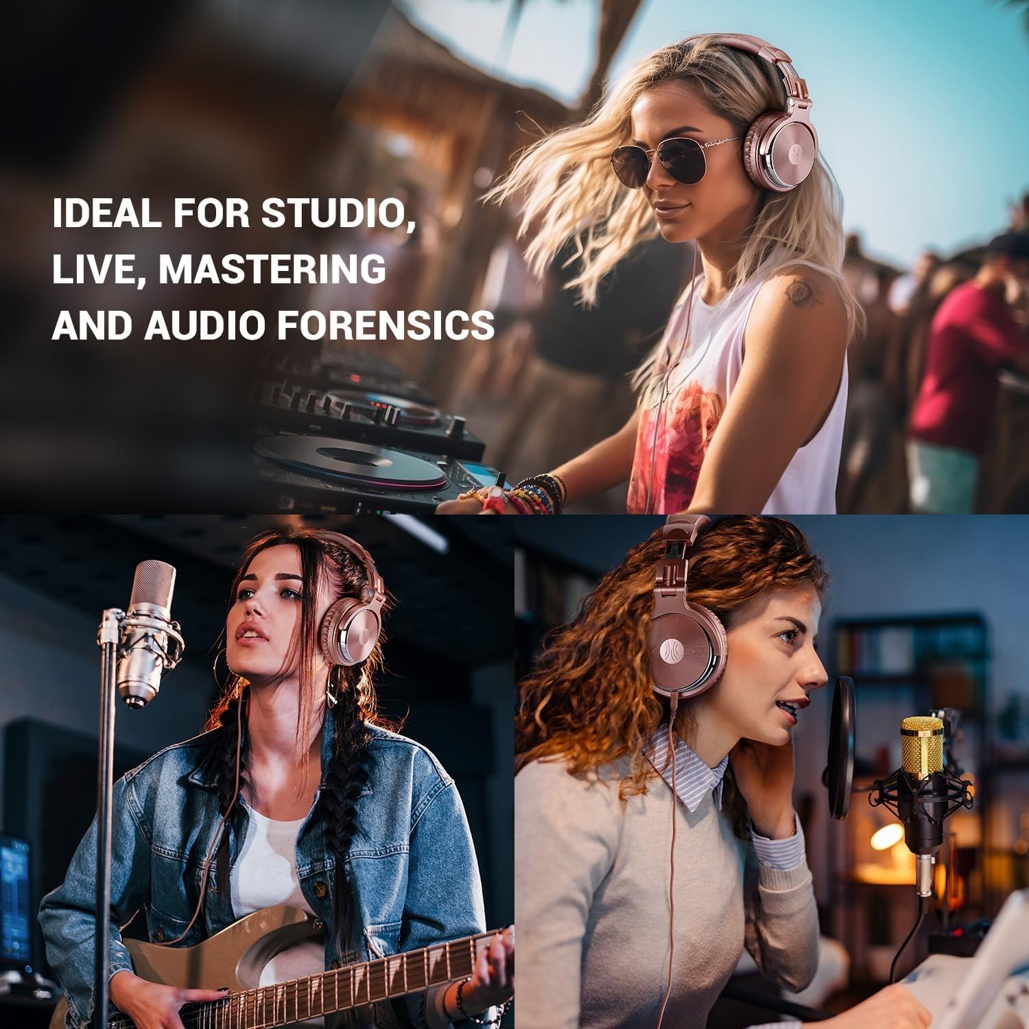 Wired Over Ear Headphones for Mixing & Podcasting – Pink