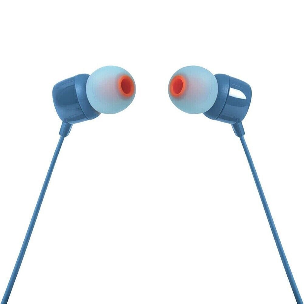 JBL T110 Pure Bass Tangle Free In-Ear Stereo Wired Headphones with Mic – Blue