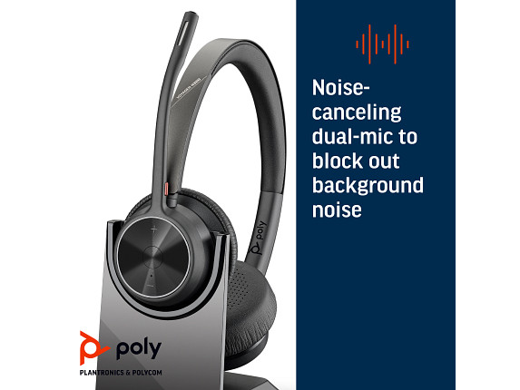 Poly Voyager 4320 UC Stereo USB-A Headset +BT700 USB-A Adapter +Charging Stand