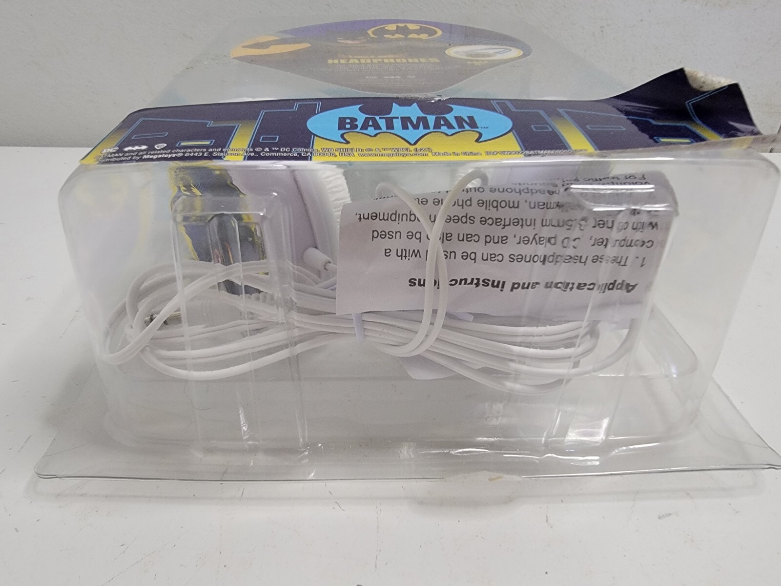 Batman Head Phones Blue White Unused Audio Jack Portable Music