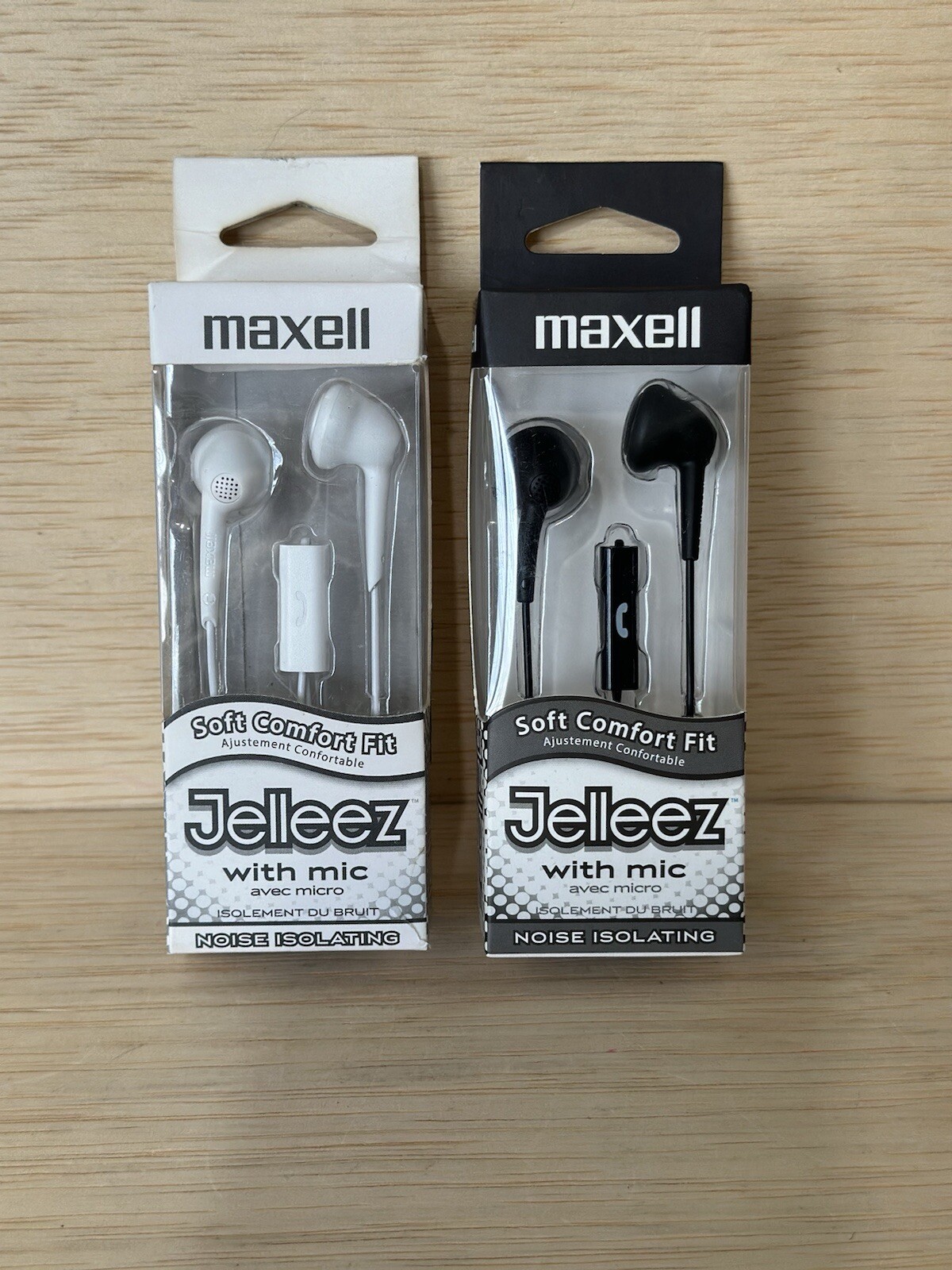 1-Maxell Jelleez Earset – Earbud with Mic – White & 1-Black
