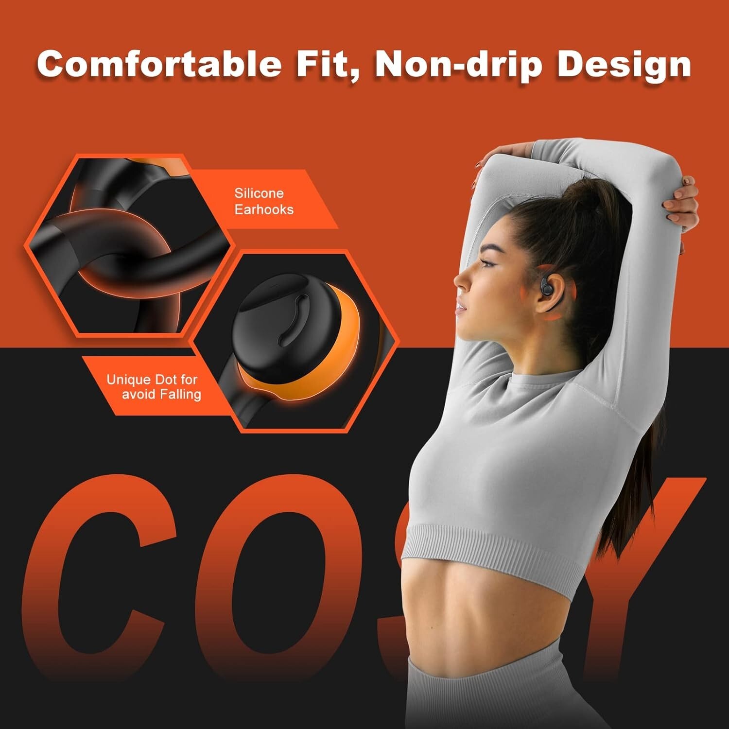 Open Ear Headphones Wireless Bluetooth 5.3 with Dual 16.2mm Dynamic Drivers