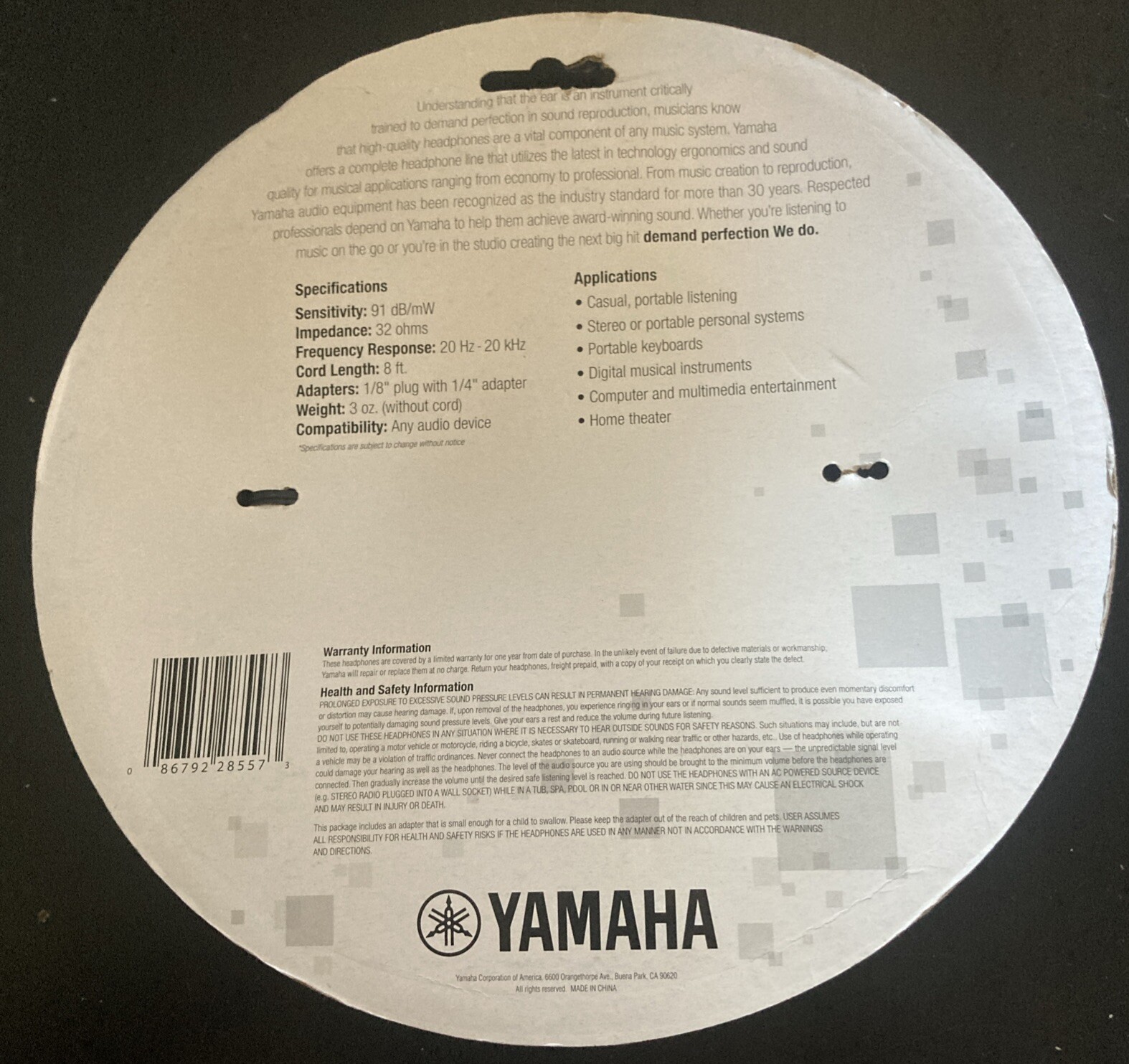 Yamaha – RH1C – Portable Stereo Headphones – Black New Sealed