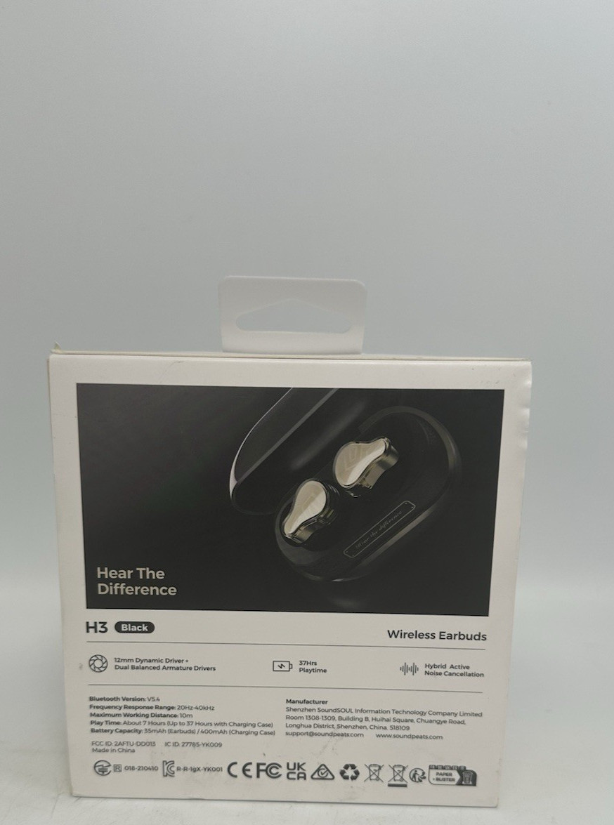 SoundPEATS H3 Gold Bluetooth In-Ear Earbuds ANC Hi-Res LDAC 12mm * NEW OPEN BOX*