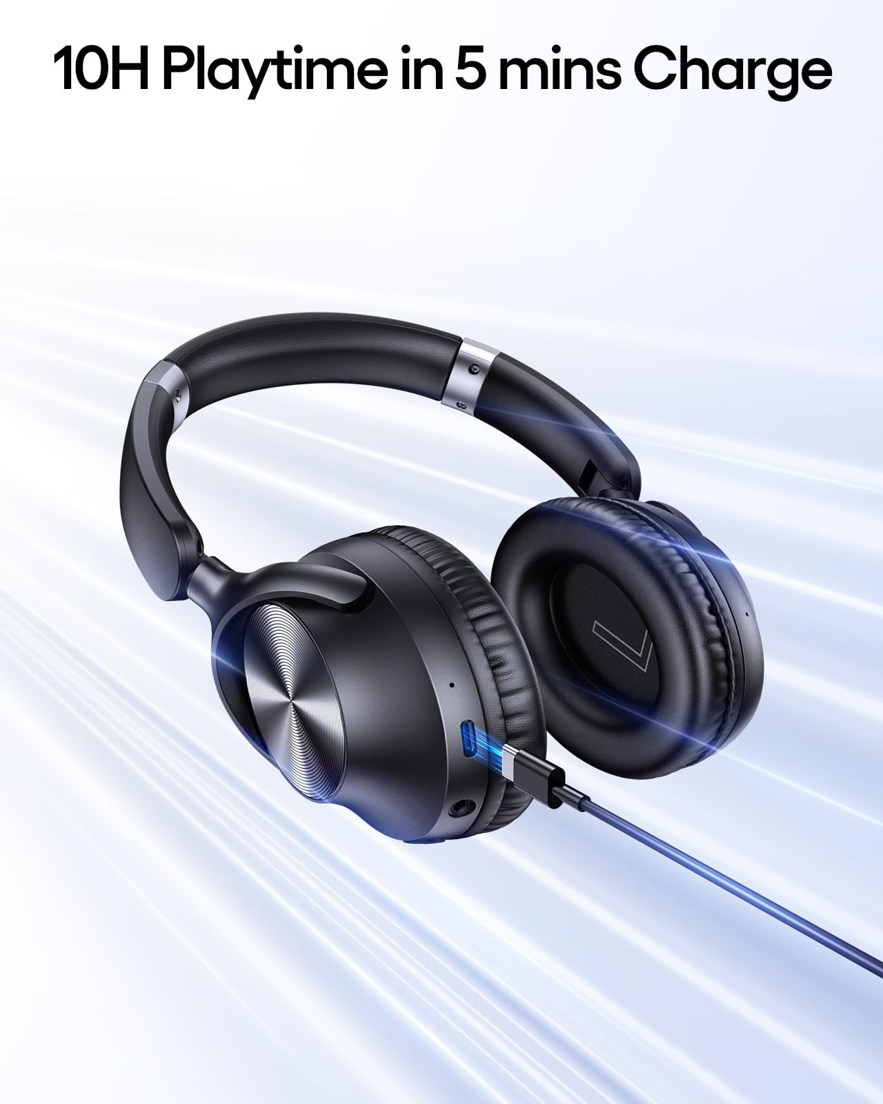 Wireless Over-Ear Noise Cancelling Headphones, 100H Playtime, Hi-Res Audio, Fast