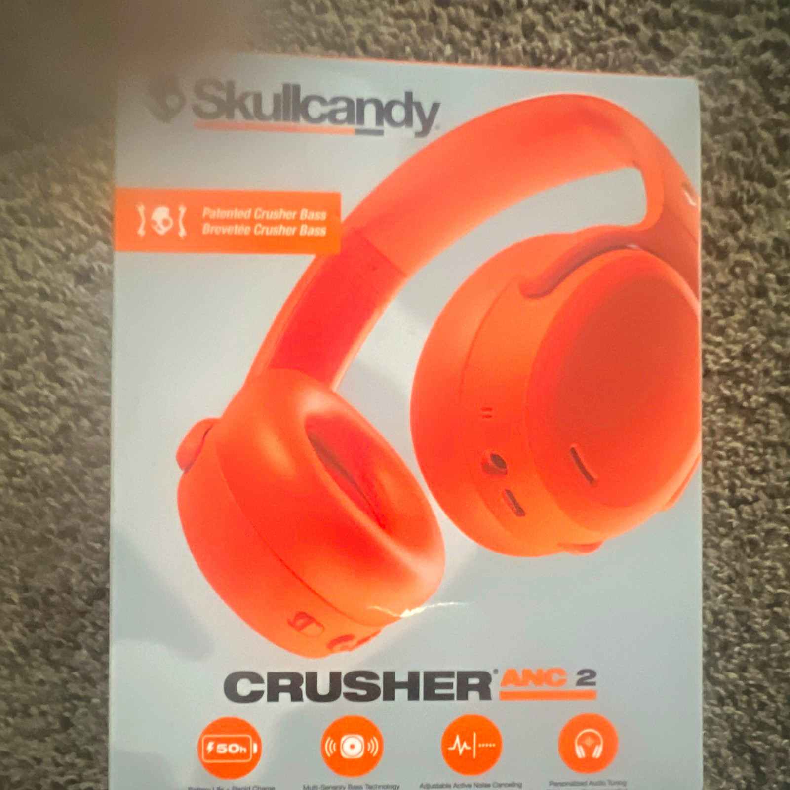 Skullcandy Crusher ANC 2 Wireless Bluetooth ANC Over-Ear 50mm Orange Brand New