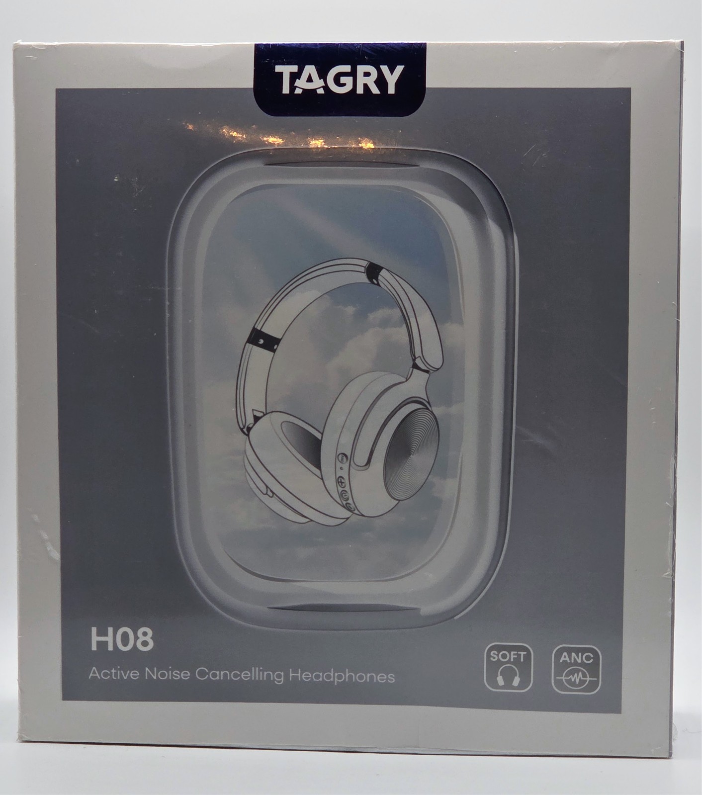 TAGRY H08 Active Noise Cancelling Headphones Wireless Bluetooth Over Ear – White