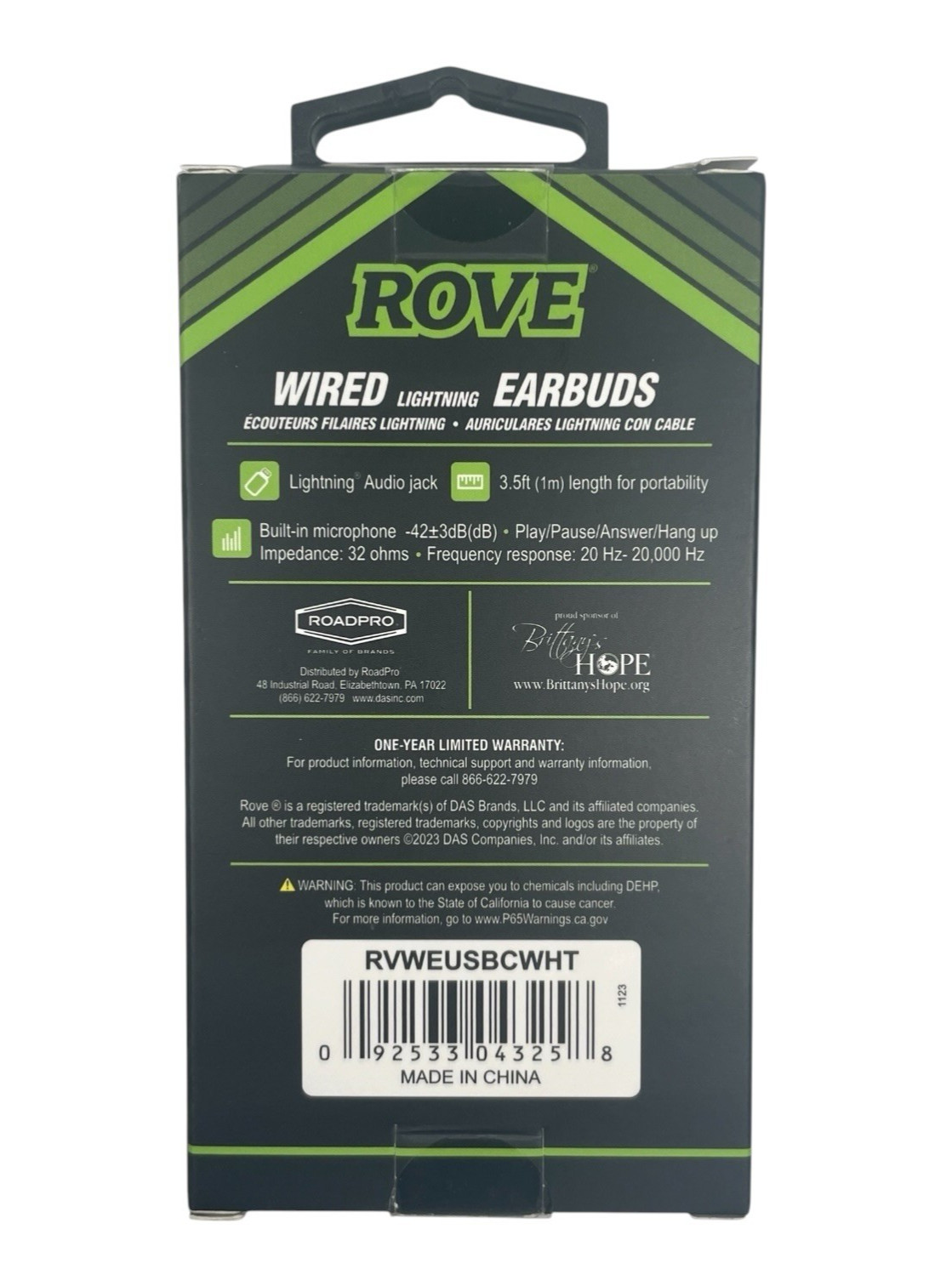 Rove Wired Earbuds – White – RVWEUSBCWHT – 3.5 ft cable length