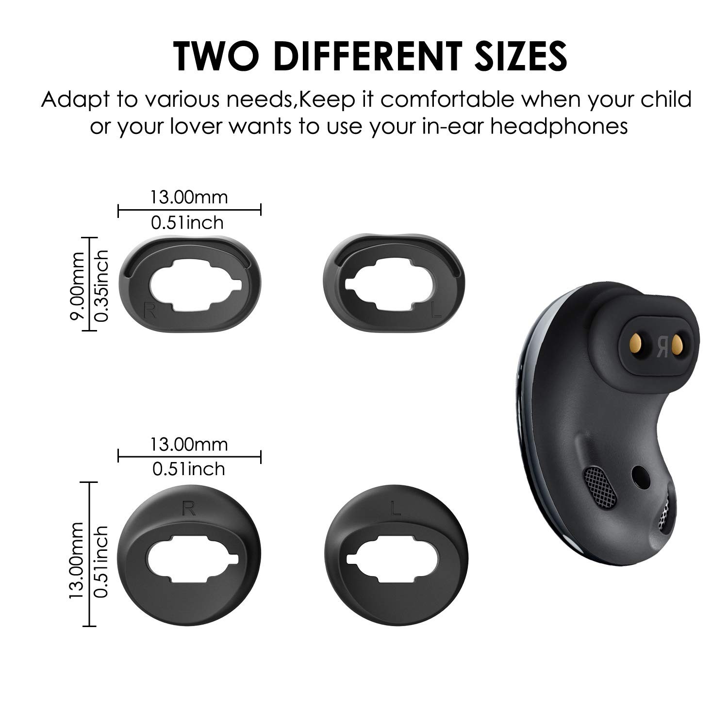 6 Pairs Silicone Ear Tips Replacement Galaxy Buds Live 2020 Earbuds Accessories