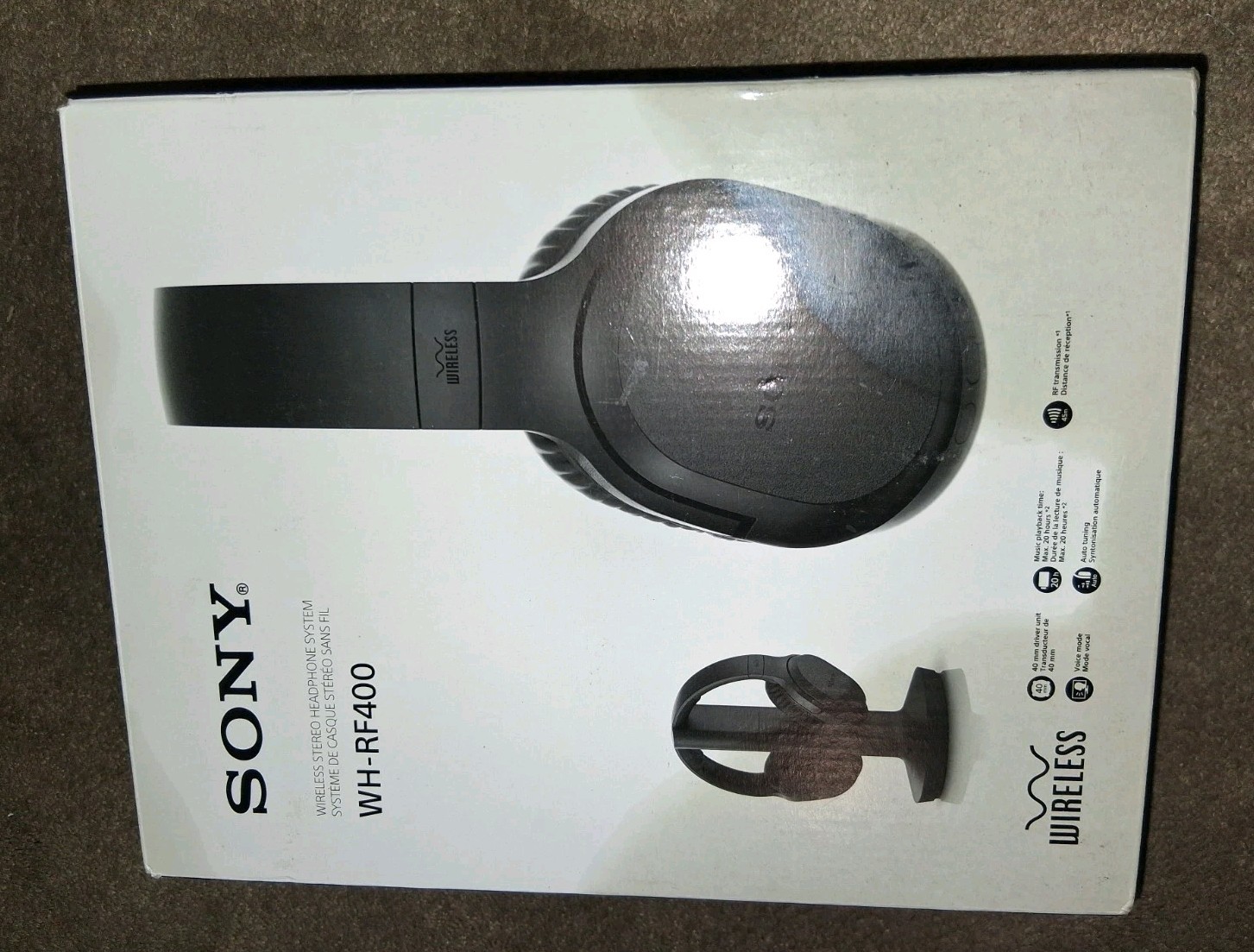 Sony WHRF400 RF Black Wireless Noise Reducing Home Theater Headphones