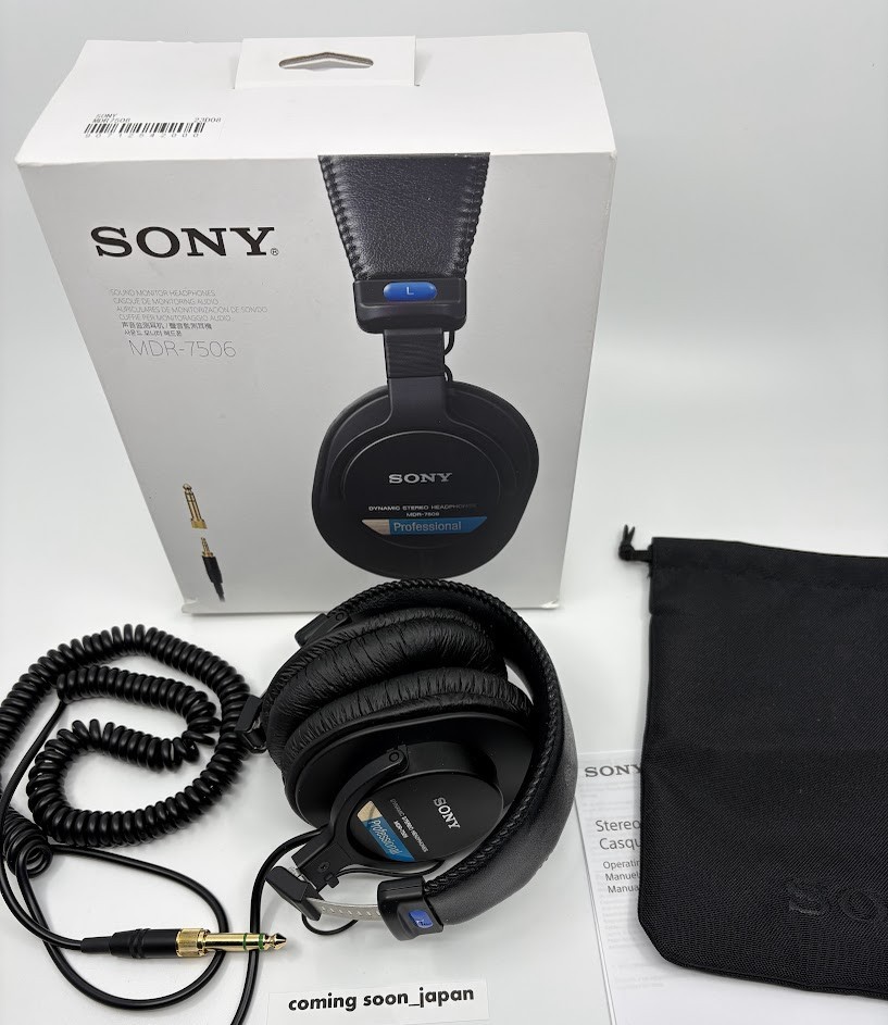 SONY MDR-7506 Professional Studio Monitor Headphones Black Blue Band Excellent