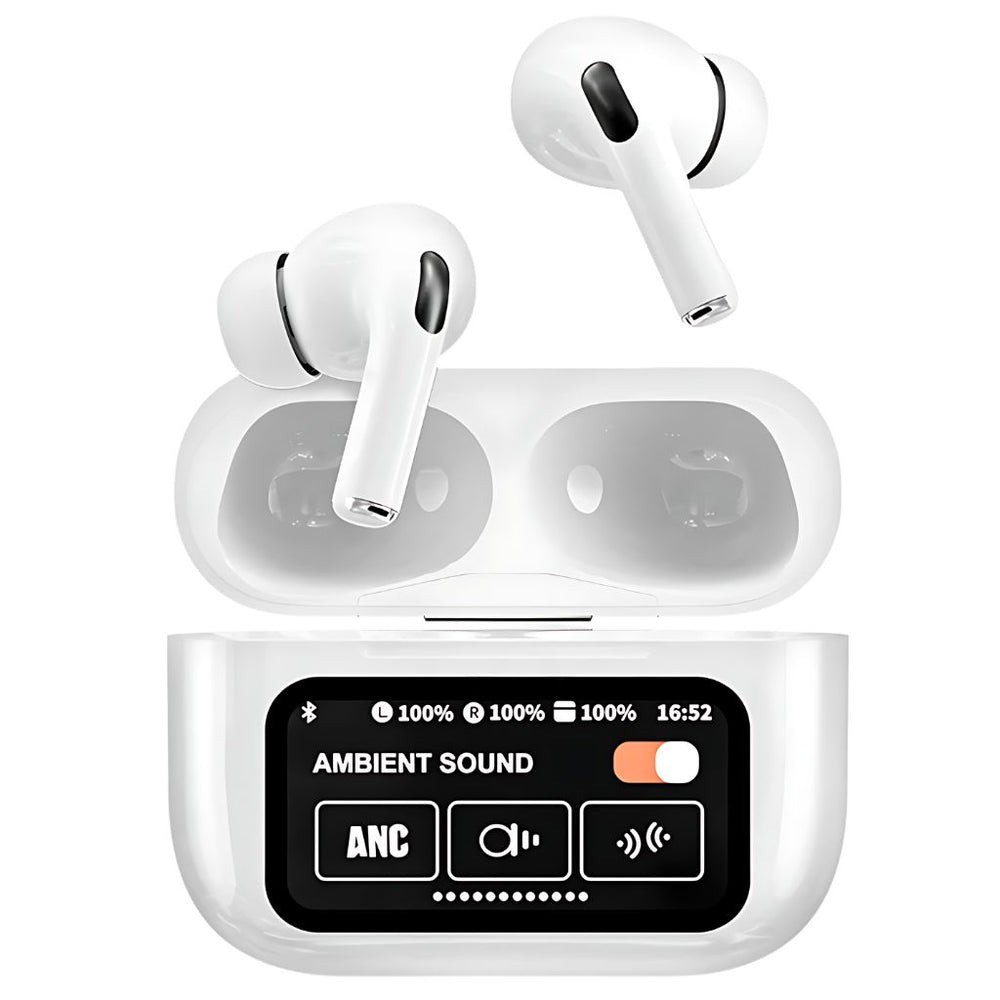 Touchscreen Bluetooth Earbuds with Full-Color Display, AI Interaction.
