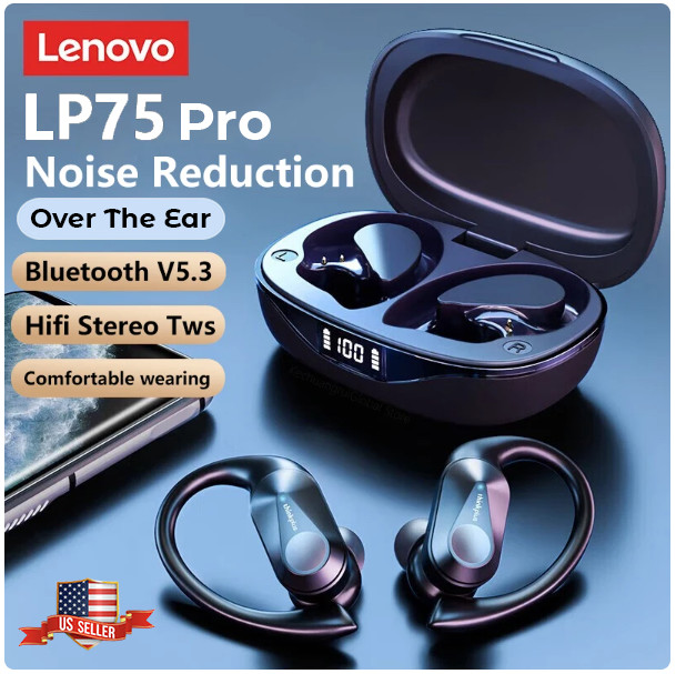 Lenovo LP75 Sports Wireless Earphones with Mic Bluetooth 5.3 TWS Headphones Hifi