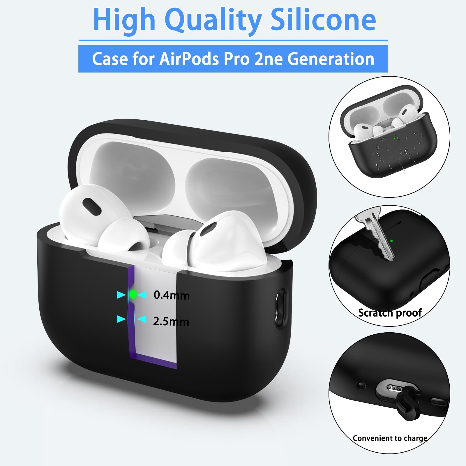 for AirPods Pro 1st/2nd Generation Case Cover, Military Grade Anti-Fall Soft Sil
