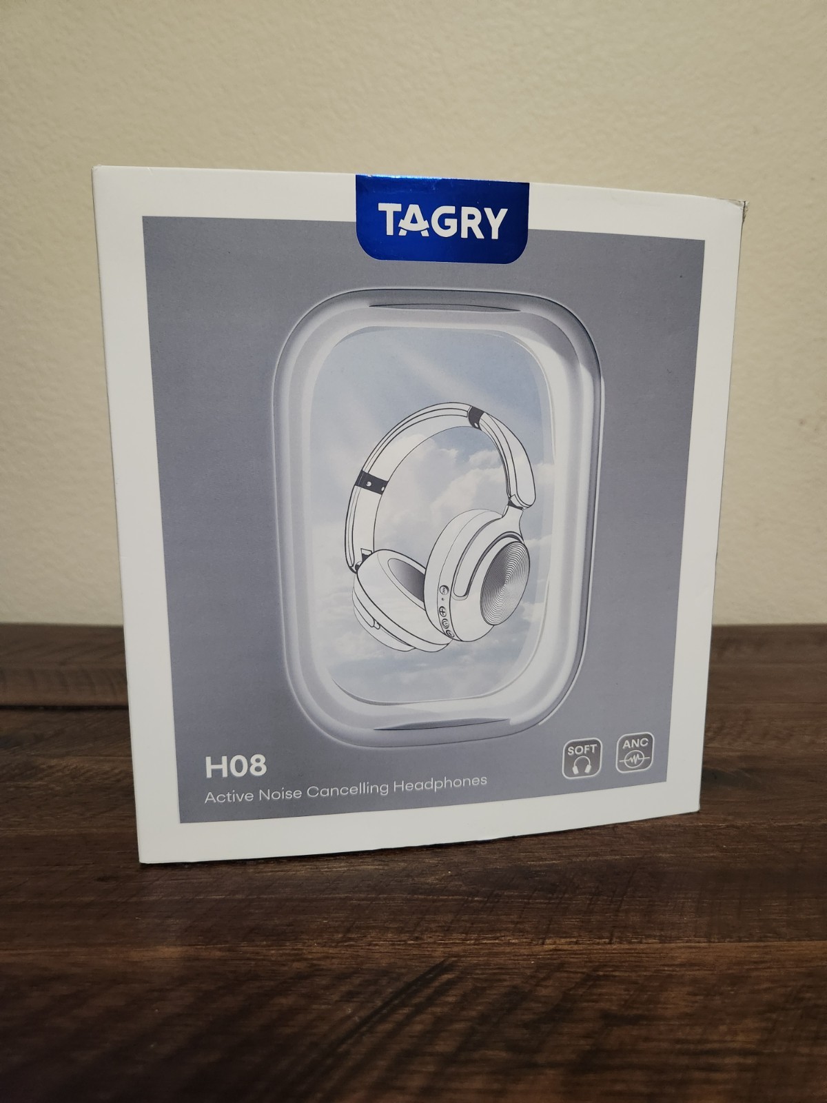 TAGRY H08 Active Noise Cancelling Bluetooth Headphones Over Ear Black New