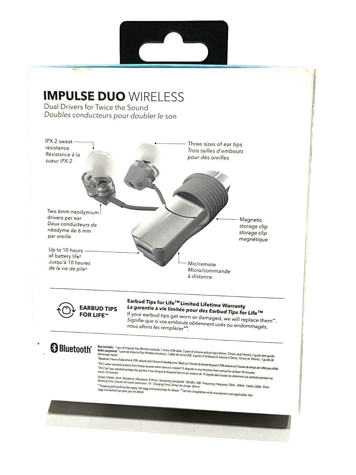 iFrogz Audio – Impulse Duo – Dual Driver Bluetooth Earbuds – grey / white