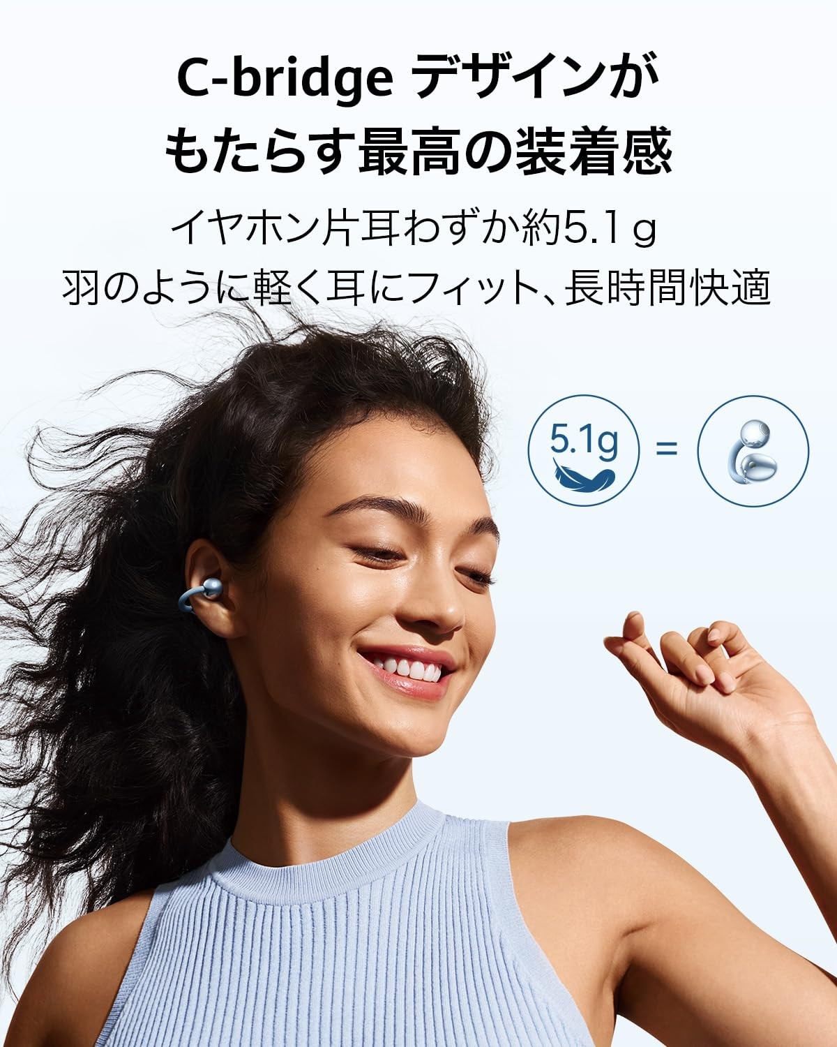 FreeClip 2 White Clip-on Open Earphone HD Call Touch Control Earbuds JP NEW F/S